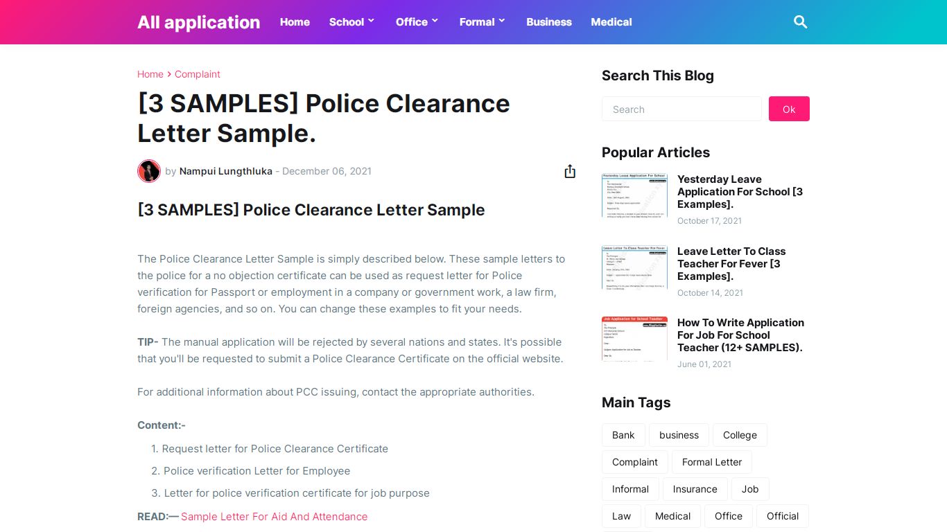 [3 SAMPLES] Police Clearance Letter Sample. - All application